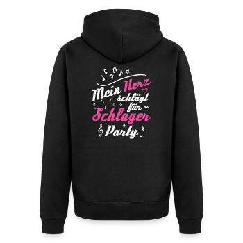 Schlager Schlagermusik - Unisex Premium Bio Zip Hoodie - Schwarz - Hinten - Nico (187cm)