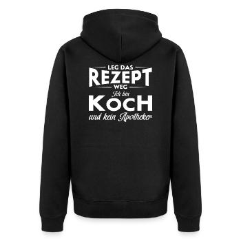 Koch Kochen Chefkoch - Unisex Premium Bio Zip Hoodie - Schwarz - Hinten - Nico (187cm)