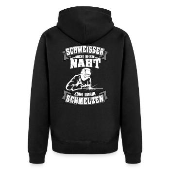 Schweissen Schweißer Schweisser Spruch Vintage - Unisex Premium Bio Zip Hoodie - Schwarz - Hinten - Nico (187cm)