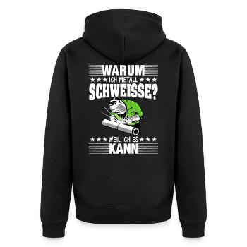 Schweisser schweissen Spruch Metallbauer Schweißer - Unisex Premium Bio Zip Hoodie - Schwarz - Hinten - Nico (187cm)