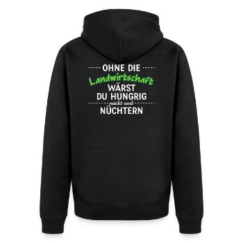 Landwirtschaft Bauer - Unisex Premium Bio Zip Hoodie - Schwarz - Hinten - Nico (187cm)