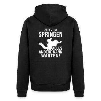Fallschirmspringer Skydiver - Unisex Premium Bio Zip Hoodie - Schwarz - Hinten - Nico (187cm)