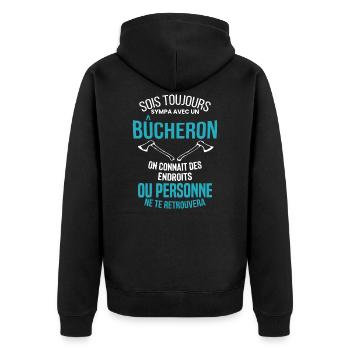 Bucheron Shirt • la hache • Veste Bucheron - Veste à capuche bio Premium Unisexe - noir - Dos - Nico (187cm)