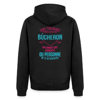 Bucheron Shirt • la hache • Veste Bucheron - Veste à capuche bio Premium Unisexe - noir - Dos - Nico (187cm)