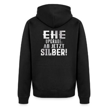 Silberhochzeit 25. Jahre Verheiratet - Unisex Premium Bio Zip Hoodie - Schwarz - Hinten - Nico (187cm)