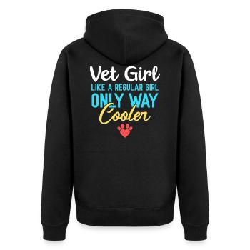 Vet Girl - comme une fille ordinaire - Veste à capuche bio Premium Unisexe - noir - Dos - Nico (187cm)