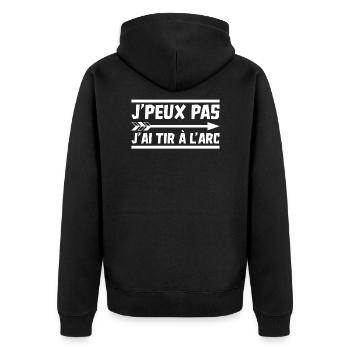 J'peux pas j'ai tir à l'arc humour cadeau original - Veste à capuche bio Premium Unisexe - noir - Dos - Nico (187cm)