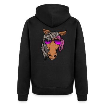 Dessin de tête de cheval avec des lunettes de soleil - Veste à capuche bio Premium Unisexe - noir - Dos - Nico (187cm)
