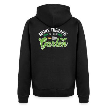 Garten Therapie Geschenk - Unisex Premium Bio Zip Hoodie - Schwarz - Hinten - Nico (187cm)