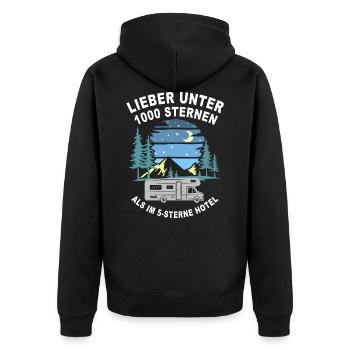 Wohnmobil Camping Sterne Spruch Opa Rentner - Unisex Premium Bio Zip Hoodie - Schwarz - Hinten - Nico (187cm)