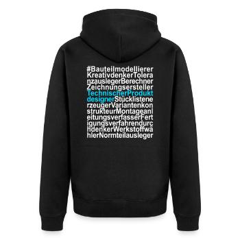 Technischer Produktdesigner Zeichner - Unisex Premium Bio Zip Hoodie - Schwarz - Hinten - Nico (187cm)