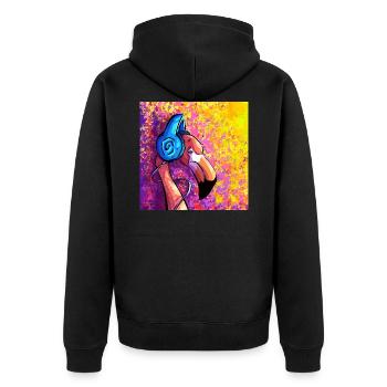 Flamingo écoute de la musique - Veste à capuche bio Premium Unisexe - noir - Dos - Nico (187cm)
