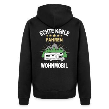 Wohnmobil Camping Kerle - Unisex Premium Bio Zip Hoodie - Schwarz - Hinten - Nico (187cm)