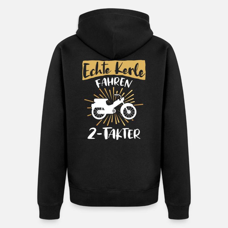 Zweitakter Moped Mofa Spruch - Unisex Premium Bio Zip Hoodie - Schwarz