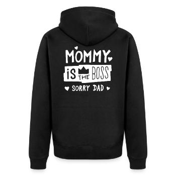 Maman est le patron. Fête des mères - Veste à capuche bio Premium Unisexe - noir - Dos - Nico (187cm)
