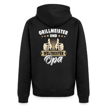 Grillmeister bester Opa grillen - Unisex Premium Bio Zip Hoodie - Schwarz - Hinten - Nico (187cm)