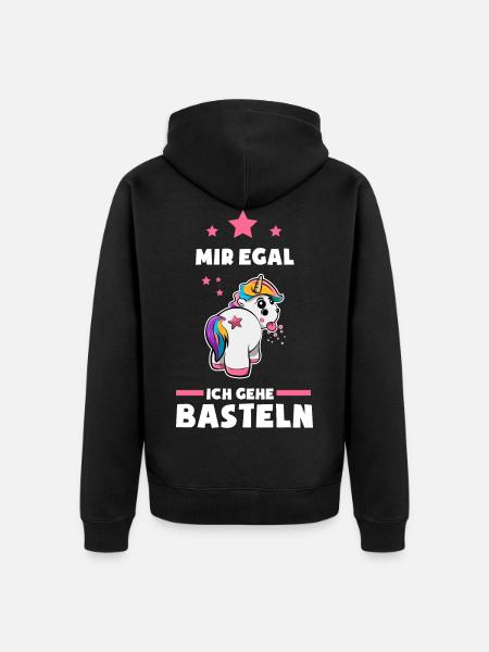 Einhorn Basteln Geschenk - Unisex Premium Bio Zip Hoodie - Schwarz
