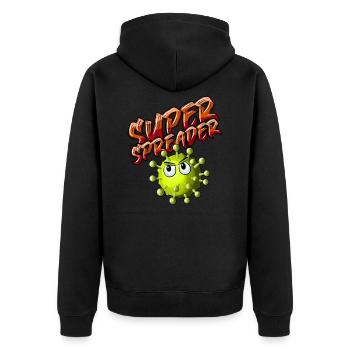Superspreader - Unisex Premium Bio Zip Hoodie - Schwarz - Hinten - Nico (187cm)