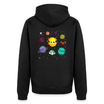 Lustige Planeten Des Sonnensystems - Unisex Premium Bio Zip Hoodie - Schwarz - Hinten - Nico (187cm)