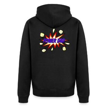 Power dad - Unisex Premium Organic Zip Hoodie - black - Back - Nico (187cm)