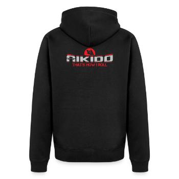 Aïkido - Veste à capuche bio Premium Unisexe - noir - Dos - Nico (187cm)