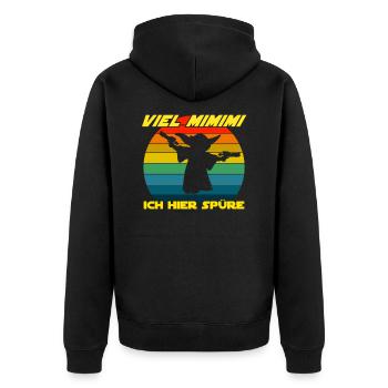 Viel Mimimi ich hier spüre - Pew Pew - Unisex Premium Bio Zip Hoodie - Schwarz - Hinten - Nico (187cm)