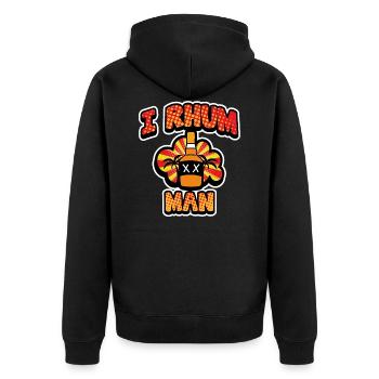 Ich Rum Mann - Unisex Premium Bio Zip Hoodie - Schwarz - Hinten - Nico (187cm)