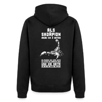 Fier illustration signe du zodiaque Scorpion disant - Veste à capuche bio Premium Unisexe - noir - Dos - Nico (187cm)