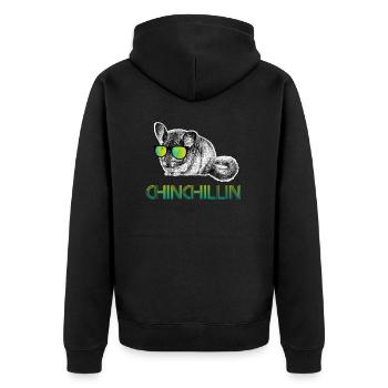 Amoureux des animaux Chinchillin tamponnant - Veste à capuche bio Premium Unisexe - noir - Dos - Nico (187cm)
