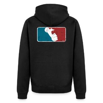Logo de conception de baseball Simson Schwalbe - Veste à capuche bio Premium Unisexe - noir - Dos - Nico (187cm)