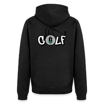 Golf Style - Unisex Premium Organic Zip Hoodie - black - Back - Nico (187cm)