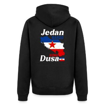 Balkan Josip Broz Tito SFRJ Jugoslawien Geschenk - Unisex Premium Bio Zip Hoodie - Schwarz - Hinten - Nico (187cm)