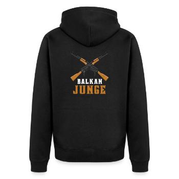 Balkan Boy Jebiga Brate - Unisex Premium Organic Zip Hoodie - black - Back - Nico (187cm)