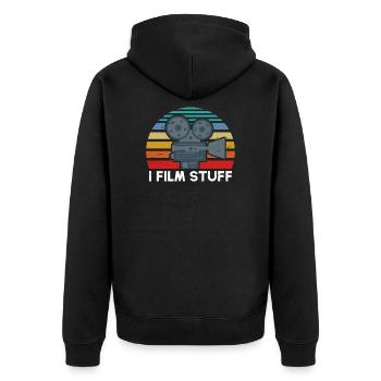 Filmmaker Design, I Film Stuff Gift Videography - Unisex Premium Organic Zip Hoodie - black - Back - Nico (187cm)