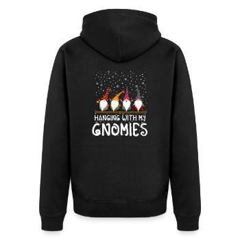 Hanging With My Gnomies Weihnachten Gnom Xmas - Unisex Premium Bio Zip Hoodie - Schwarz - Hinten - Nico (187cm)