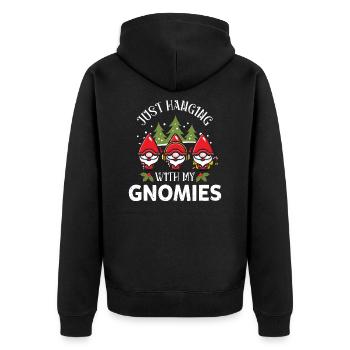 Hanging With My Gnomies Weihnachten Gnom Xmas - Unisex Premium Bio Zip Hoodie - Schwarz - Hinten - Nico (187cm)