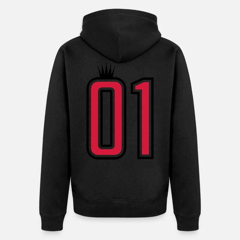 01 eins krone 1 nummer - Unisex Premium Bio Zip Hoodie - Schwarz