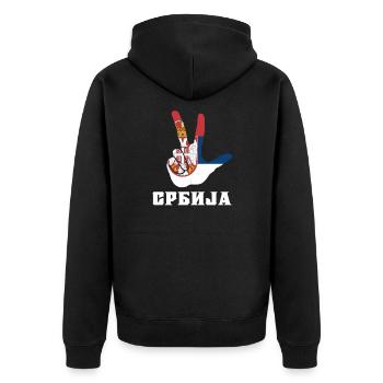 Serbia Balkans Bosnia Srbija Serbs Gift - Unisex Premium Organic Zip Hoodie - black - Back - Nico (187cm)