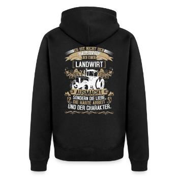 Landwirt Bauer Traktor Landwirtschaft Geschenk - Unisex Premium Bio Zip Hoodie - Schwarz - Hinten - Nico (187cm)