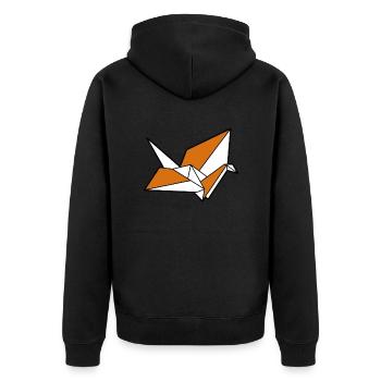 Origami crane bird - Unisex Premium Organic Zip Hoodie - black - Back - Nico (187cm)