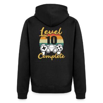 Level 10 Complete 10 Birthday Gamer - Unisex Premium Organic Zip Hoodie - black - Back - Nico (187cm)
