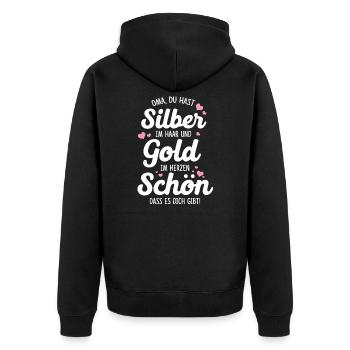 Oma Geschenk Omi Geschenk Beste Großmama - Unisex Premium Bio Zip Hoodie - Schwarz - Hinten - Nico (187cm)