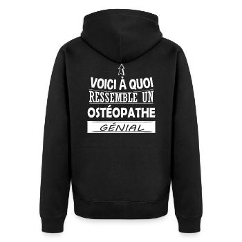 Ostéopathe - Ostéopathie - Cadeau - Ostéo - Humour - Veste à capuche bio Premium Unisexe - noir - Dos - Nico (187cm)