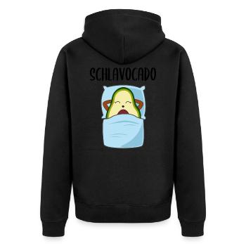 Lustige Avocado Schlafende Frucht Beere Geschenk - Unisex Premium Bio Zip Hoodie - Schwarz - Hinten - Nico (187cm)