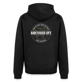 Scrap the plastic drive the classics - Aircooled - Unisex Premium Organic Zip Hoodie - black - Back - Nico (187cm)