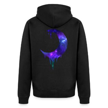 Halbmond mit Galaxie - Unisex Premium Bio Zip Hoodie - Schwarz - Hinten - Nico (187cm)