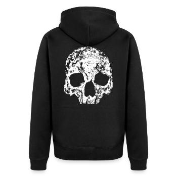 SKULL - Unisex Premium Bio Zip Hoodie - Schwarz - Hinten - Nico (187cm)