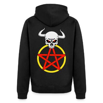 Satan satanique diable Pentagramme Cornes horreur - Veste à capuche bio Premium Unisexe - noir - Dos - Nico (187cm)
