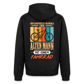 Bicycle Bike Never Underestimate an Old Man - Unisex Premium Organic Zip Hoodie - black - Back - Nico (187cm)