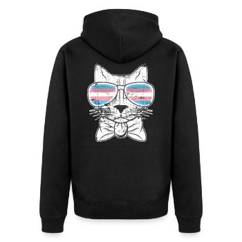 Katze Transsexuell LGBT Transgender - Unisex Premium Bio Zip Hoodie - Schwarz - Hinten - Nico (187cm)